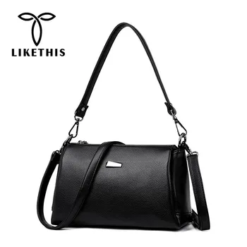 

LIKETHIS Female Messenger Bag Women Leather Crossbody Handbags For Mobiles Solid Soft Quality Luxury Handbag Women Bags Designer