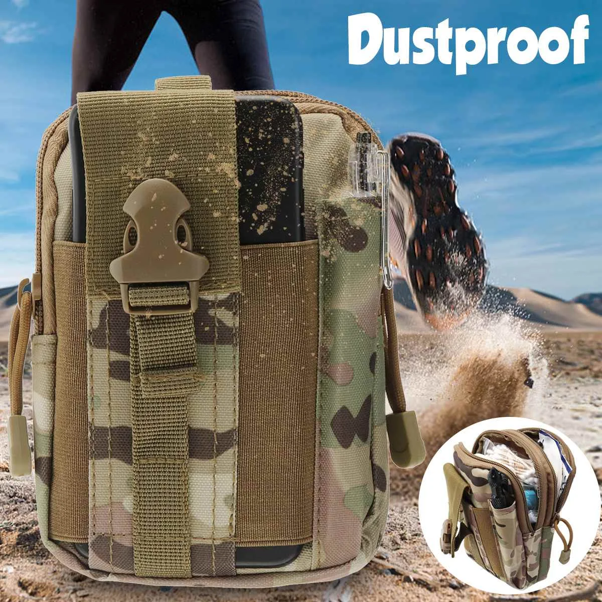

Waterproof Nylon Tactical Molle Waist Pack Utility Pouch Emergency Pocket-Bag Strong Webbing Belt Durable Compact Universal