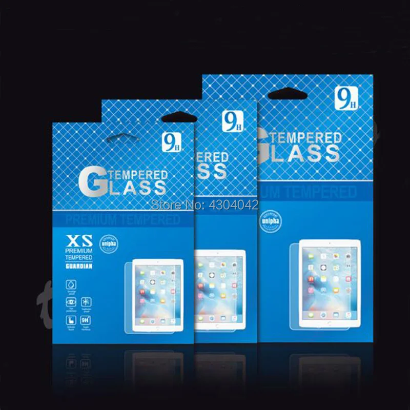 

Gold Aluminum Foil Paper Retail Display Box for Ipad mini 8 inch For Apple iPad Air iPad 3 4 Screen Protector 9H Tempered Glass