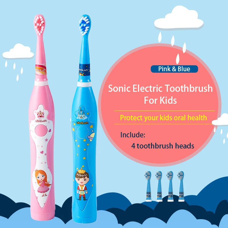 

UBALUN Electric Toothbrush For Kids Rechargable Toothbrush Sonic USB Portable Charger Charging 4 Heads Tooth Brush Electric