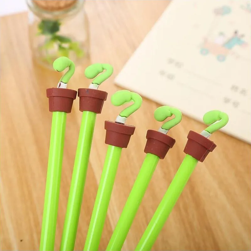 

Potted Plant Modeling Gel Pen DIY Office Stationery School Supplies Smooth Writing Black And Blue Ink Pen 0.5mm 1PCS