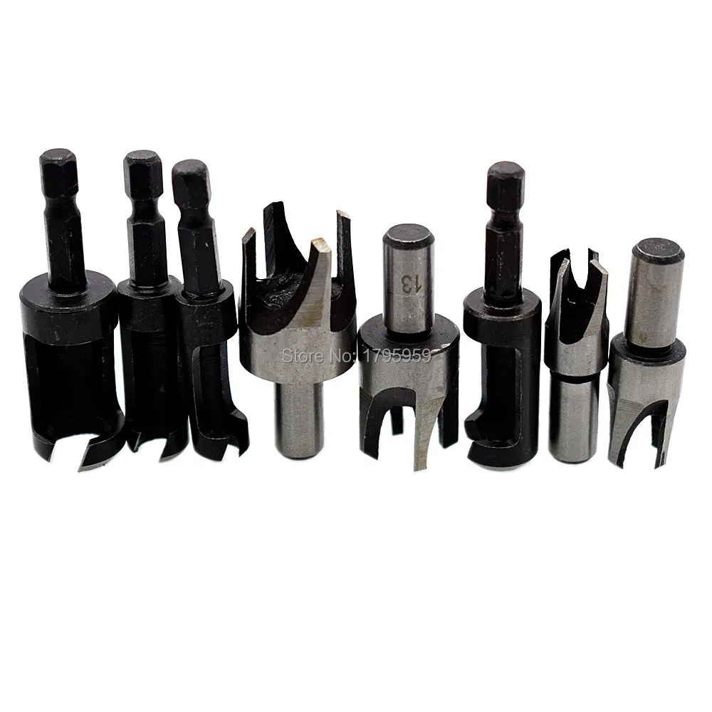 8pcs Wood Plug Cutter Straight/Tapered Claw Type Woodworking Drill Bit