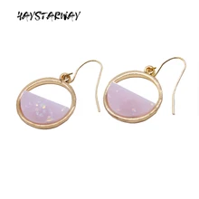 HayStarWay Geometric Round Drop Simple Earrings High Quality Gift Fashion Jewelry For Woman Best Friend simple fashion rose yellow flower shape cute earrings women big drop earrings jewelry wedding gift for best friend drop shipping