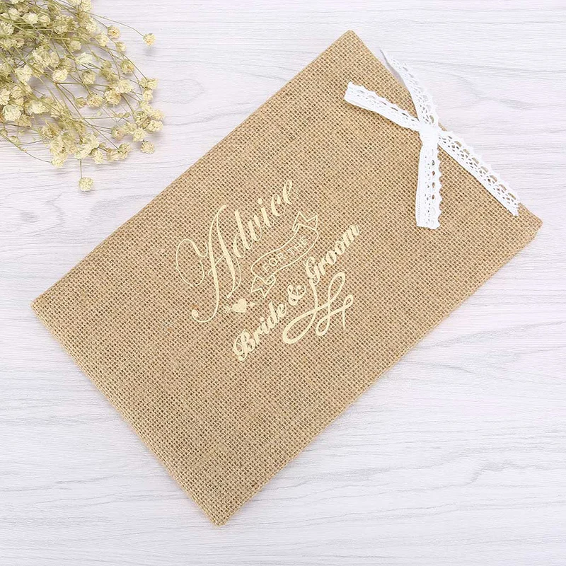 

Vintage Wedding Party Guest Books Lace Linen Decoration Check-In Book Guestbook