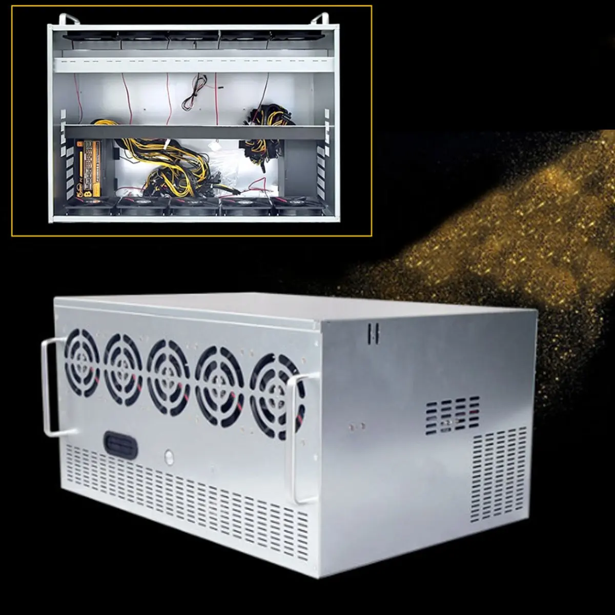 668*448*330mm 12GPU 7.5U 10 Fans Open Air Pro Mining Computer Alloy Case Frame Case Mining Rig Case Chassis SECC High Quality