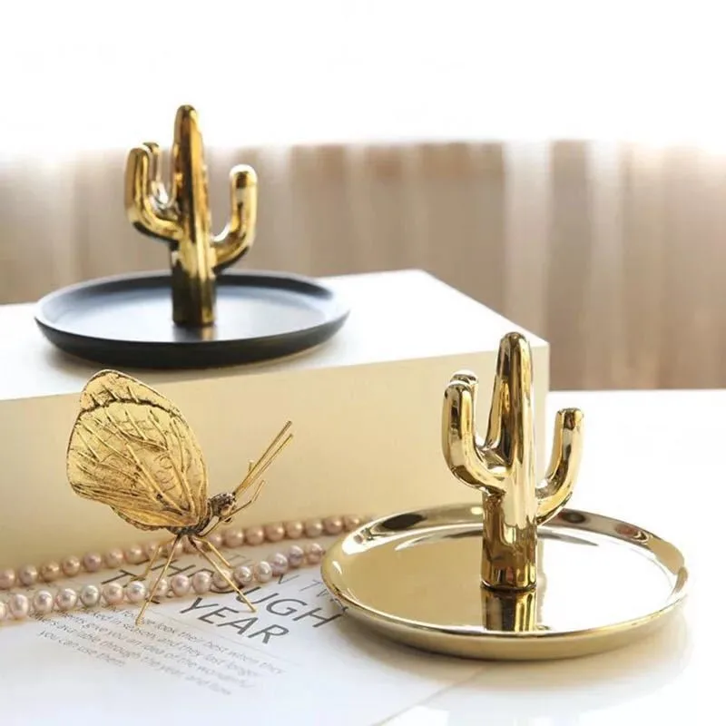 

Nordic Cactus Shaped Jewelry Display Storage Trays Stand Dish Holder Cactus Trinket Plant Dish Ring Storage Cactus Decoration