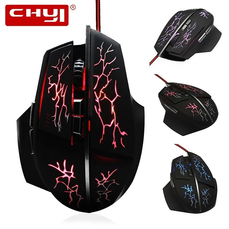 

CHYI Wired Gaming Mouse Professional 6D Ergonomic Computer Game Mause Maus Cool Colorful LED Backlit Optical Gamer Mice For PC