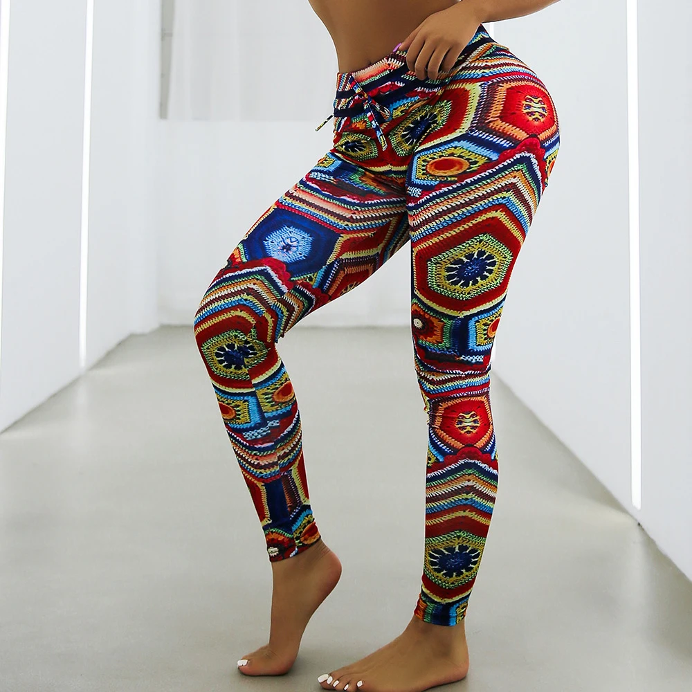 Multicolor Printed Yoga Pants High Waist Yoga Sport Leggings Sport