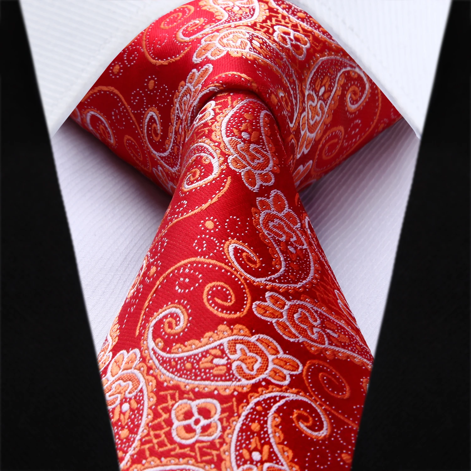  Men Tie Classic Woven Silk Necktie New Paisley Red Handkerchief Party Wedding Classic Fashion Pocke