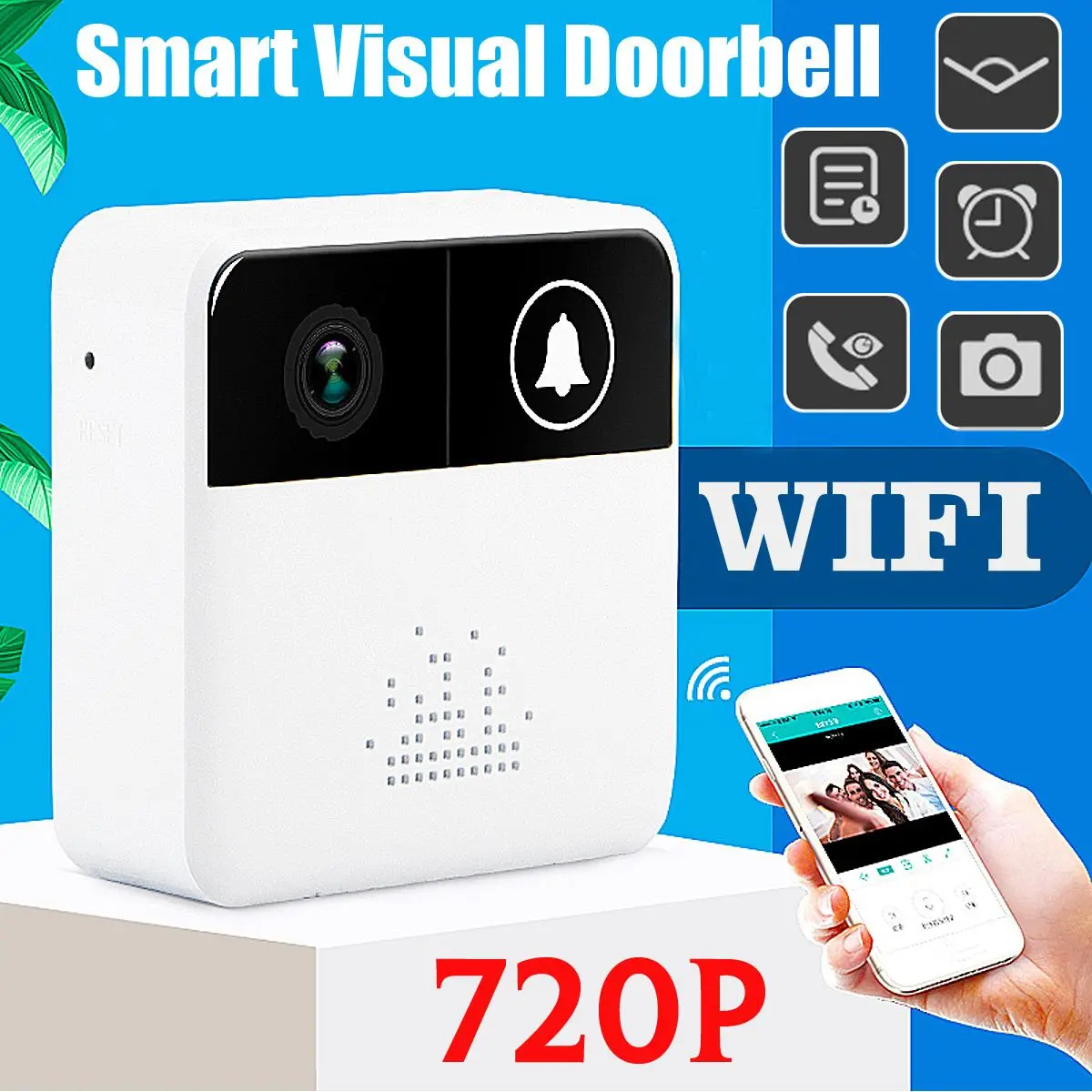 

720P HD Security Home 1080P View Wi-fi Smart Visual DoorBell Camera Support SD Card Wireless Doorbell