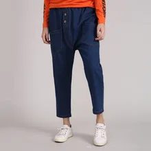 Женские Мешковатые джинсовые брюки с заниженным шаговым швом размера плюс в стиле хип-хоп, уличная одежда, тонкие джинсы, более размера d, ковбойские шаровары, брюки бойфренда для бега