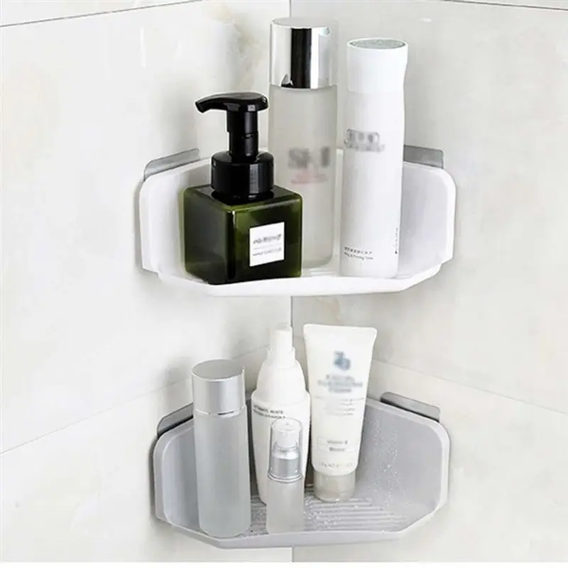 

1pcs Triangular Plastic Wall Suction Drain Shelf Storage Container Racks Tripod for Bathroom Kitchen