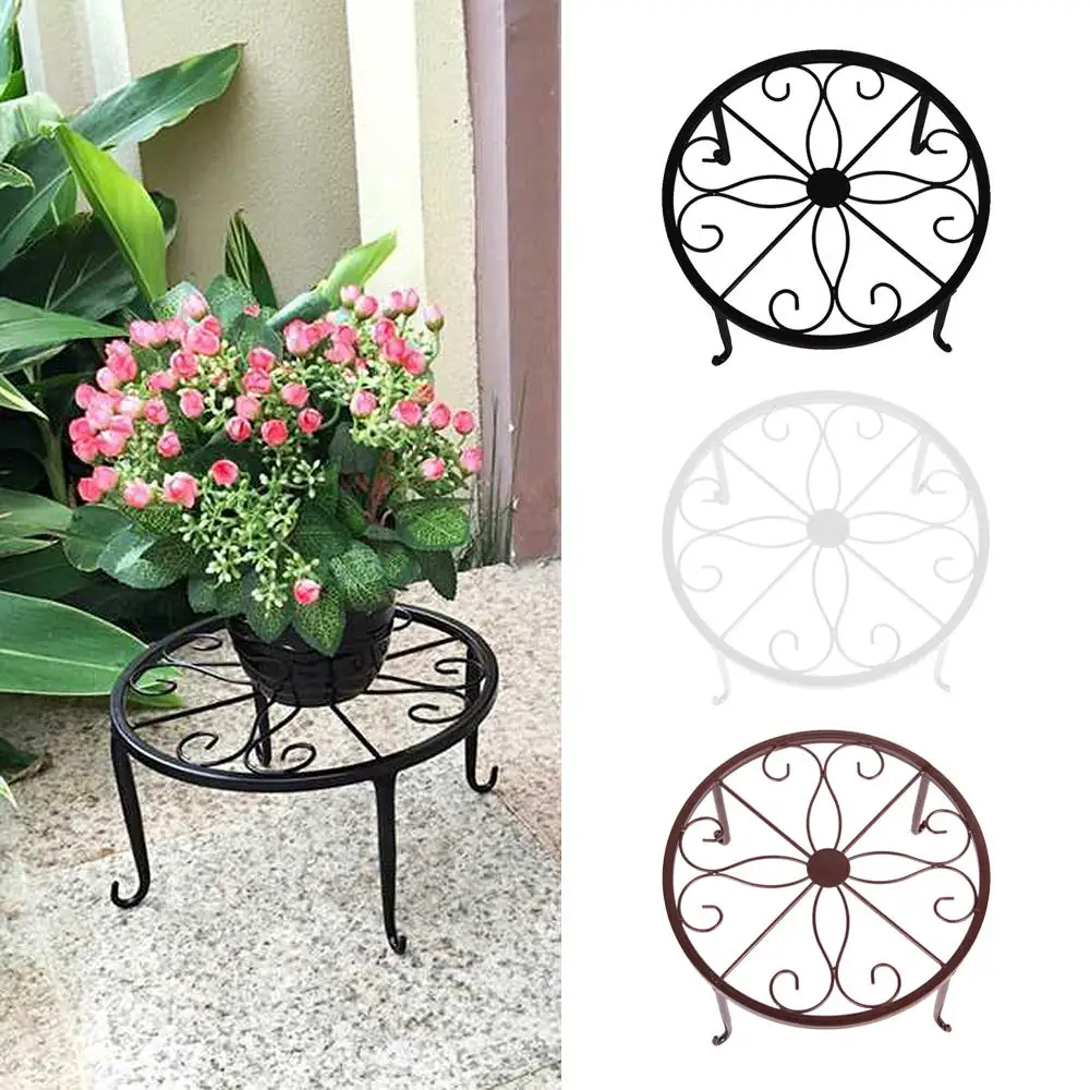 

24x13cm Indoor Outdoor Plant Stand Metal Flowerpot Stand Round Iron Plant Pot Holder Living Room balcony Flowerpot shelf