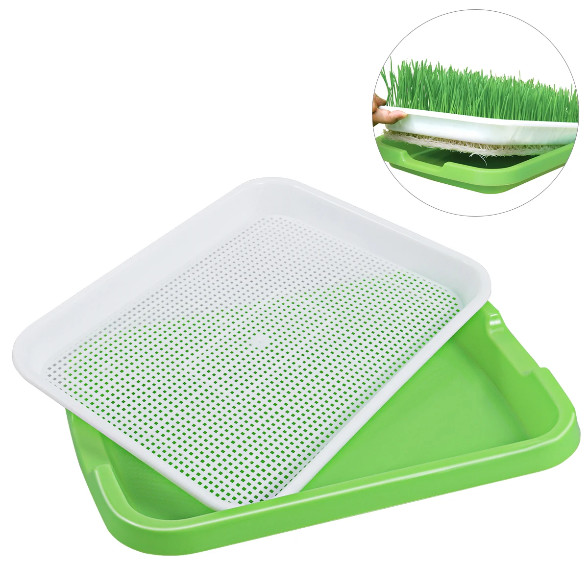 

OUNONA Durable Bean Sprouter Tray Healthy Soil-Free Food Grade Plastic Mung Bean Wheatgrass Growing Tray