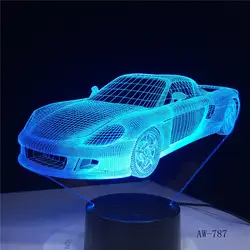 Спортивный автомобиль 3D светодиодный ночник 7 цветов USB голограмма Декор лампа настольная лампа день рождения подарок для детей друзья AW-787