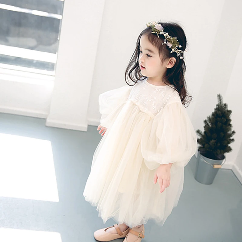 lace easter long dress age for 9 month-4 yrs little girl 2019 new spring sleeve embroidered flowers baby girls frocks | Детская одежда