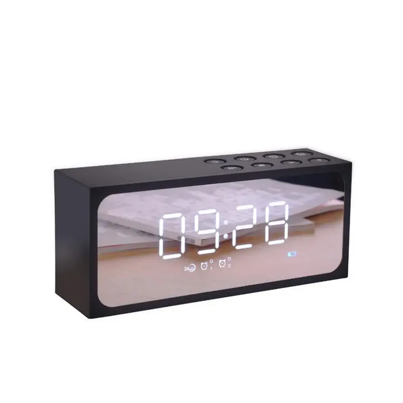 

R7 LED Alarm Clock with FM Radio wireless Bluetooth Speaker Support Aux TF USB Music Player Wireless for Office Home Bedroom