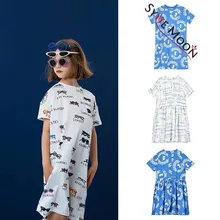 Детские платья; коллекция года; Летние футболки с принтом очков и листьев для девочек; платье для маленьких детей; новая модная одежда из хлопка