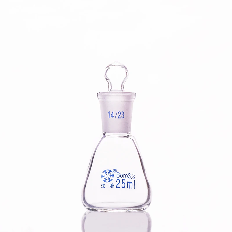 Conical flask with standard ground-in glass stopper Capacity 25ml joint 14/23 Erlenmeyer ground mouth | Канцтовары для офиса и