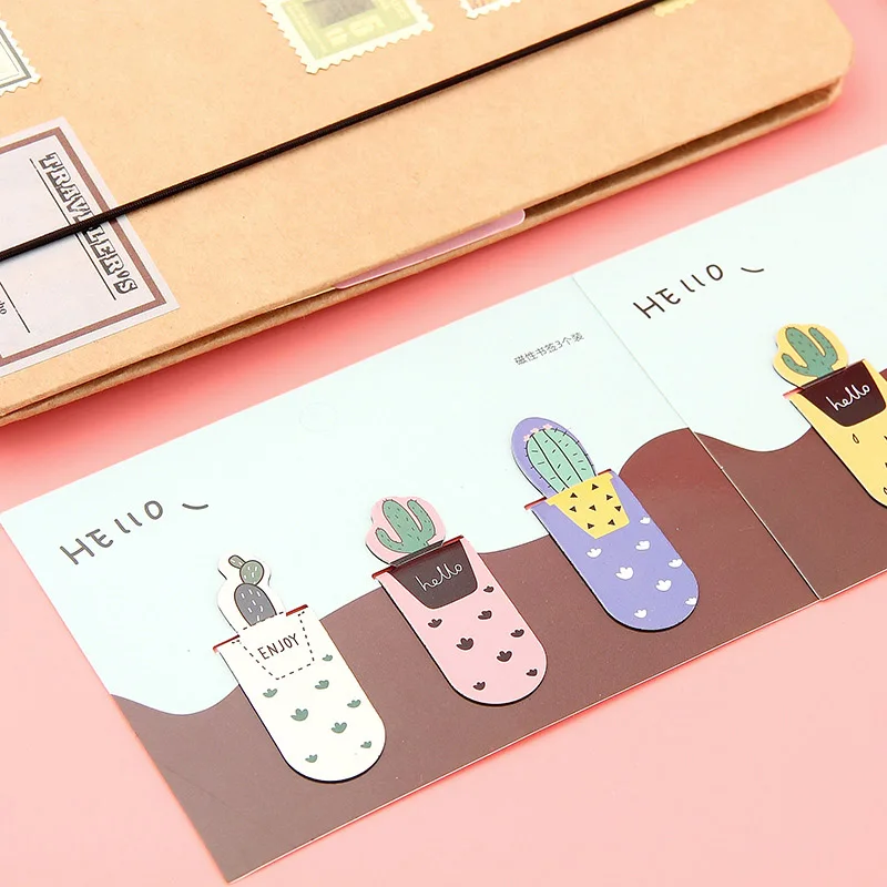 3 шт. кактус магнитная закладка милые зеленые растения книга марка для книги клип обувь для девочек Подарки корейский канцелярские