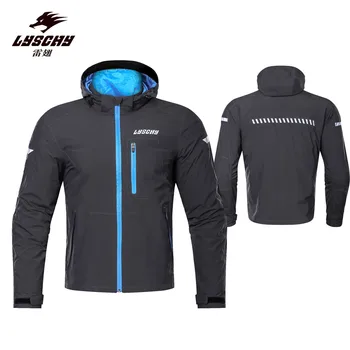

LYSCHY Riding Moto Motorcycle Hoodie Jacket Body Armor Protection Man Clothing Suit Reflective Coat Equipment with Fleece Liner