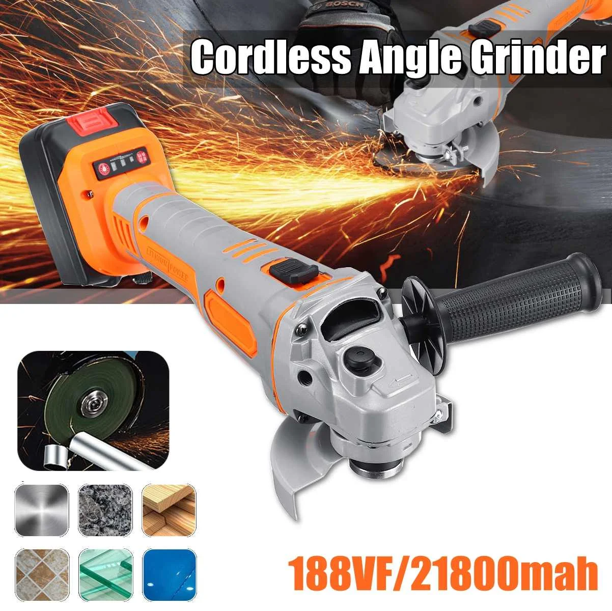 

188vf 21800mah Electric Angle Grinder Cordless Polisher Polishing Machine Cutting Tool Set with Rechargeable Lithium Battery