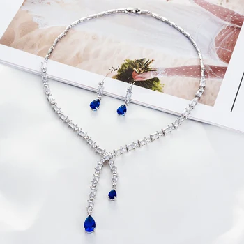 

Fashion Crystal CZ Cubic Zirconia Bridal Wedding Drop Necklace Earring Set Jewelry Sets for Women Accessories CN10110
