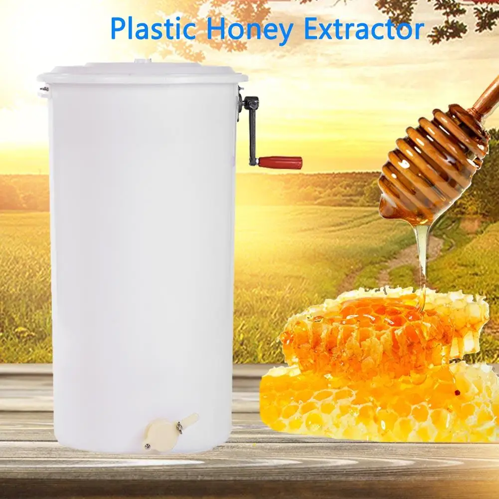 

2 Frame Plastic Manual Bee Honey Extractor Honeycomb Beekeeping Equipment White