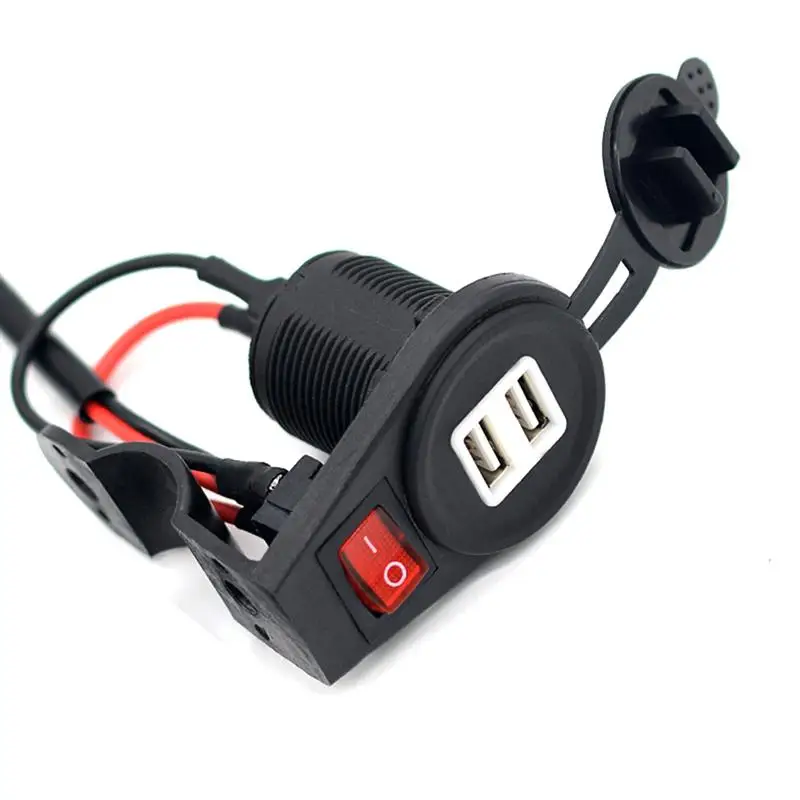 Автомобильный мотоцикл 12-24V прикуриватель двойной USB зарядное устройство с