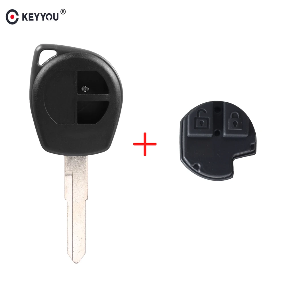 

KEYYOU 2 Button Remote Fob Case Key Shell For Suzuki Grand Vitara Swift Ignis Alto SX4 Vauxhall Agila HU133R + Rubber Button Pad