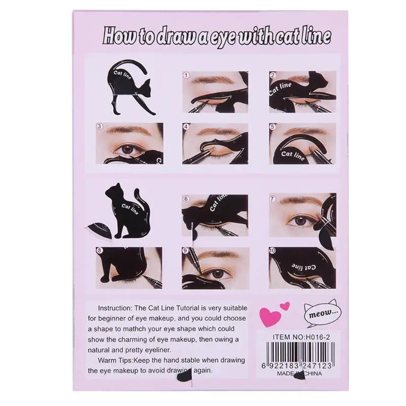 Трафареты Beauty формы для бровей 2 шт./лот женщины Cat Line Pro Макияж глаз инструмент