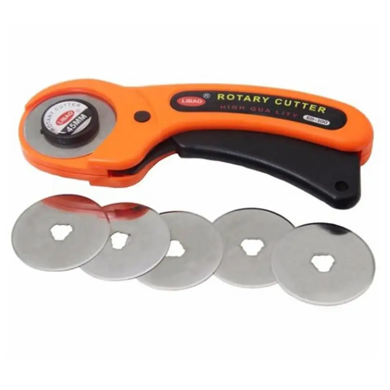 

45mm 6PCS/Set 1PC Rotary Cutter 5PCS Blades for Sewing Quilting Fabric Cutting Craft Tool #15