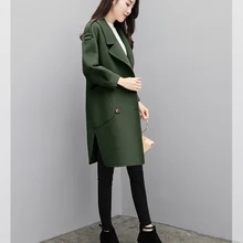 Однотонные свободные женские длинные пальто зимние офисные женские модные шерстяные пальто и куртки двубортные женские пальто