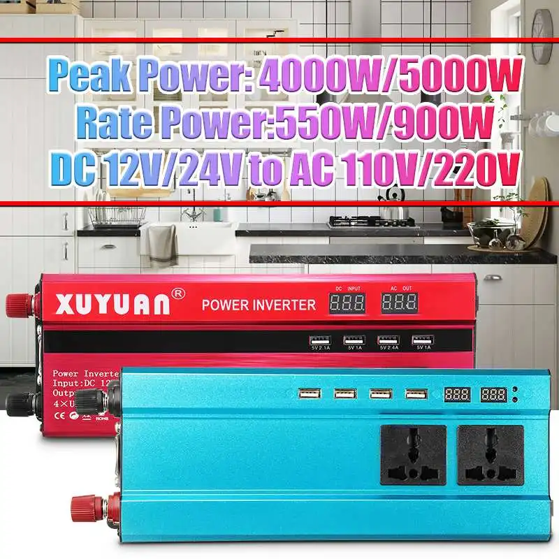 

Mising 5000W DC12/24V To AC110V/220V Solar Inverter Aluminium alloy Modified sine wave digital display Built-in cooling fan