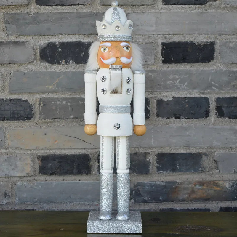 

38cm King Nutcrackers Colletction Orignal Wood Silver Shining Glitter Nutcrackers King Figurines Ornaments For Home Decoration