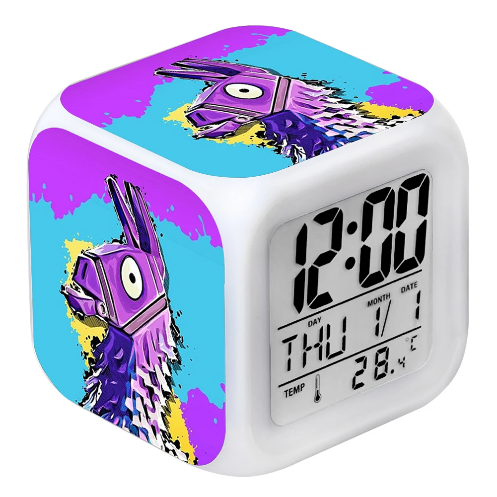 

Digital Alarm Clock Sound Snooze Function LED Clock Cartoon Night Light Colorful LED Light Alarm Clock