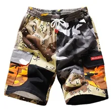 Для мужчин несколькими карманами военный Камуфляжный принт шорты Карго Для мужчин хлопок Рубашки домашние летние армейские тактические Короткие штаны Для мужчин