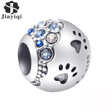 

Jiayiqi 2019 Fashion Silver 925 Jewelry Sterling Silver Footprint Charms Beads Fit Charm Bracelet Necklace For Women DIY
