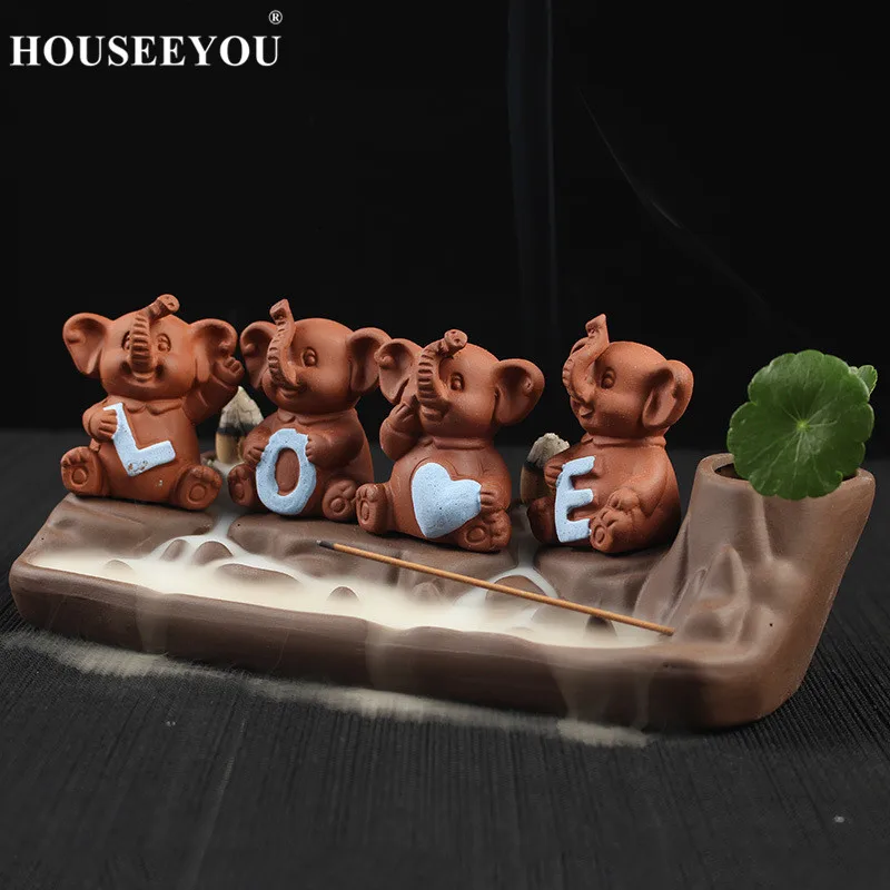 Houseyou ароматическая горелка с надписью Love Elephant керамический водопад Censer домашний