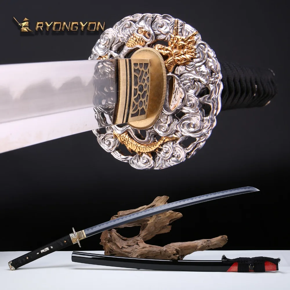 

Handmade Katana Real Sword Sharp Samurai Sword Japan Ninja Sword T10 steel Full Tang Clay Tempered Hand Lapping Blade 624