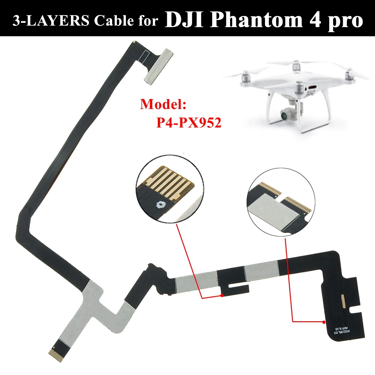 

For DJI Phantom 4 Pro fessional Flexible Gimbal Flat Ribbon Flex Cable 3-LAYERS