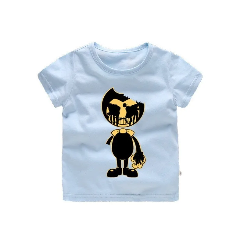 От 2 до 12 лет футболка с круглым вырезом и рисунком Бенди; хлопковая одежда; летняя футболка для мальчиков; топы для детей; детская одежда с короткими рукавами