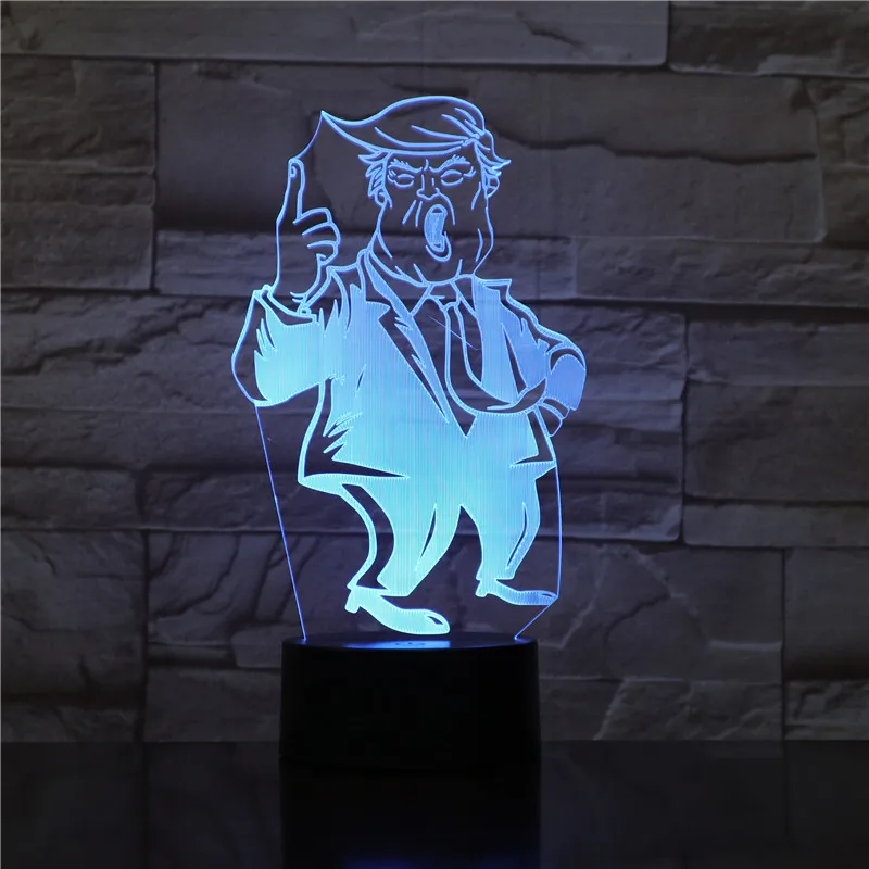 

US President Trump Night Light LED 3D Illusion Touch Sensor 7 Color Changing Child Kids Gift Novelty Lighting Table Lamp 1718