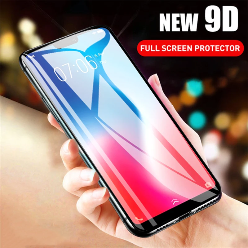 9D Curved Tempered Glass on the for Vivo V9 Screen Protector for Vivo V15 Pro V11 V11i Protective Glass V9pro Protective Film