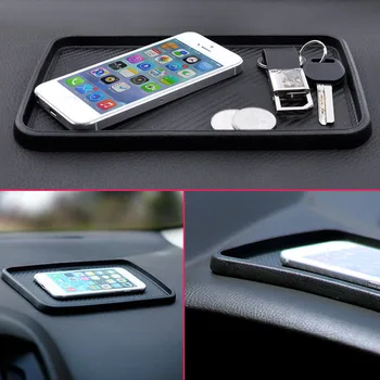

Black Car Front Dashboard Silicone Non-Slip Storage Catcher Pad Mat 200x128mm Car Interior Front Mat Organizer