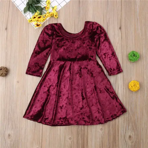 

Fashion Newborn Infant Baby Girl Velvet Solid Dress Half Sleeve Tutu Princess Warm Dress Outfits Cute Clothes 1-6Y
