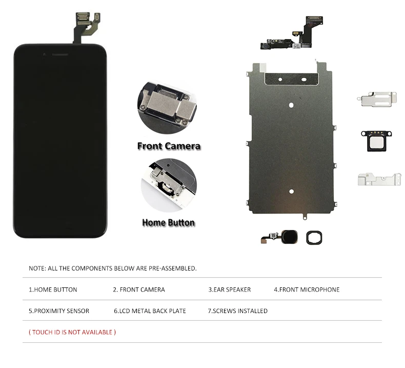 AAA полный комплект в сборе ЖК дисплей для iPhone 5S 6 6S Plus 6P 6SP сенсорный экран