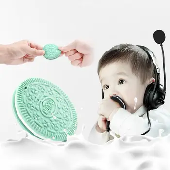 

None Baby Soft Silicone Simulation Cookie Teether Teething Pain Relief Teether Toys