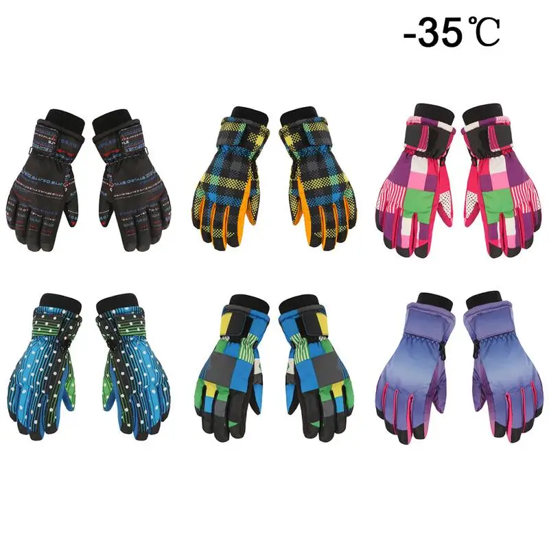 

Children's Winter Warm Waterproof Ski Gloves Snow Sports Mittens Thicken Pocket Cycling Gloves Outdoor Skiing Climbing Gloves