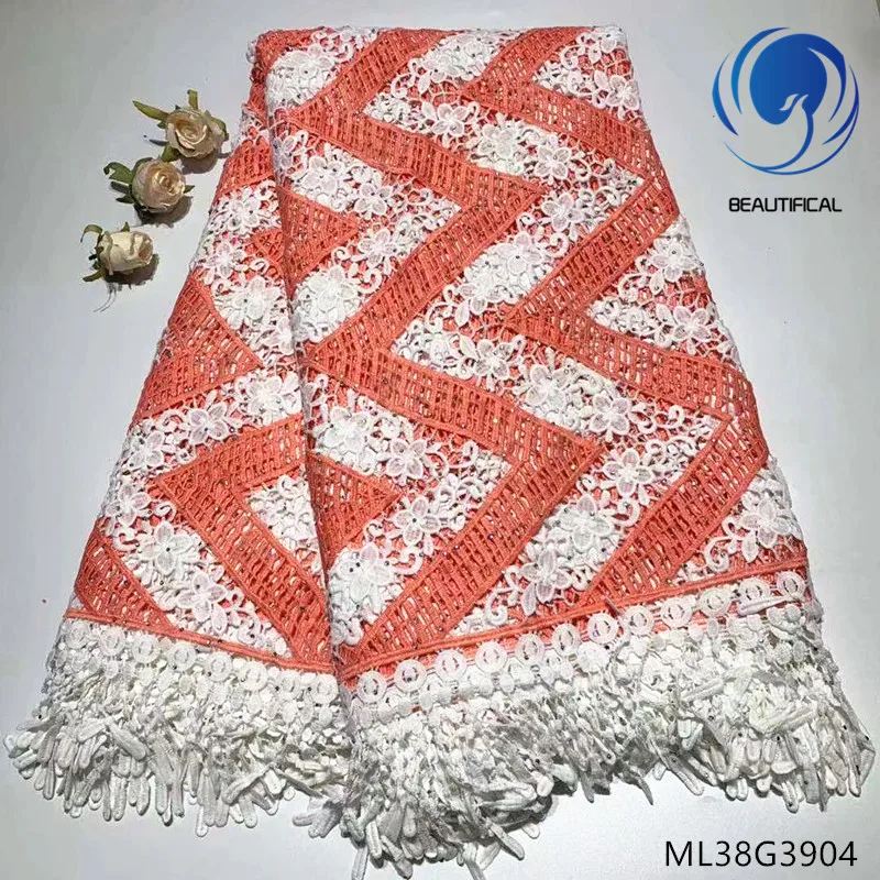

BEAUTIFICAL guipure laces fabrics african water soluble laces dress with rhinestones cord lace for women 5yards/lot ML38G39